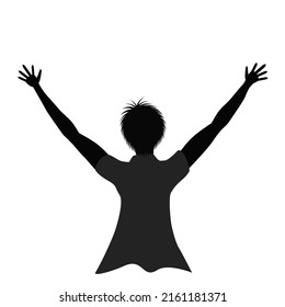 Silhouette Of A Man Who Raises His Arms And Makes A Fist Pump.
An Icon That Represents Victory.