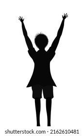 Silhouette Of A Man Who Raises His Arms And Makes A Fist Pump.
An Icon That Represents Victory.