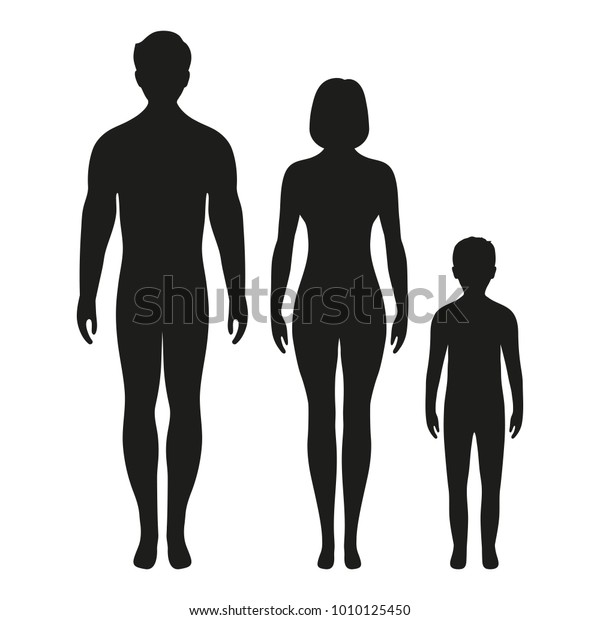 Silhouette Man Woman Child On White Stock Illustration 1010125450 ...