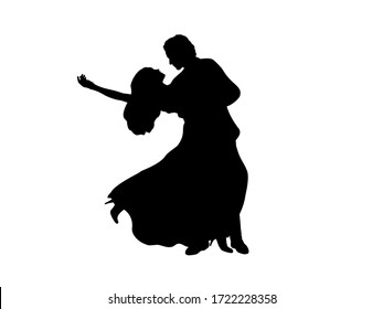 Silhouette of man and woman in dance. Symbol illustration icon
