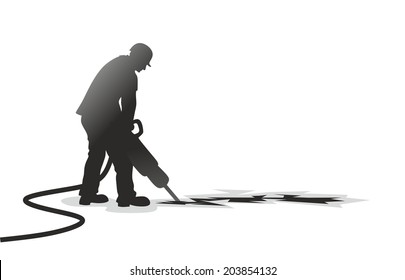 silhouette of man at work with jackhammer - Powered by Shutterstock