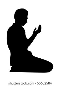 A silhouette of a Muslim Praying