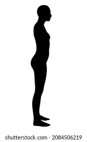 Silhouette of a naked girl isolated on a white background. Side view. 3D illustration