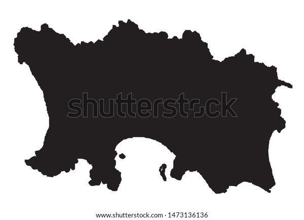 Silhouette Outline Map Channel Island Jersey Stock Illustration ...