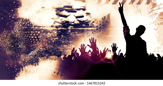 Silhouette Party Crowd Stock Illustration 1467815243 