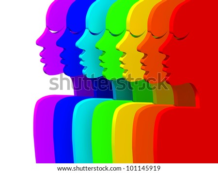 silhouette people all colors rainbow stock illustration 101145919