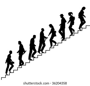 Silhouette Of People On Stairs