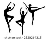 Silhouette person. Dance Ballet silhouettes. Dancer woman people. Female ballerina recital silhouette. Set of dance ballet silhouette illustration