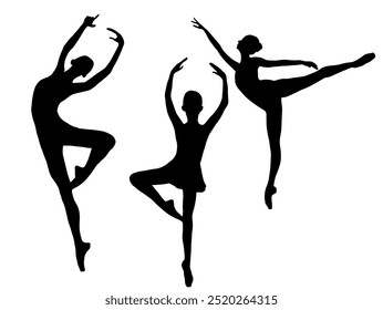 Silhouette person. Dance Ballet silhouettes. Dancer woman people. Female ballerina recital silhouette. Set of dance ballet silhouette illustration - Powered by Shutterstock