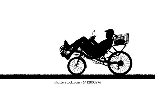 Silhouette Recumbent Bicycle On White Background