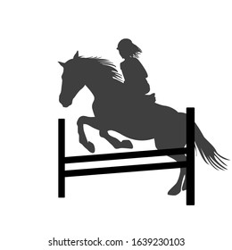 Silhouette Rider Girl On Horse Jumping Stock Illustration 1639230103 ...