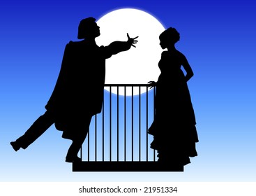 Silhouette Of Romeo And Juliet Balcony Scene