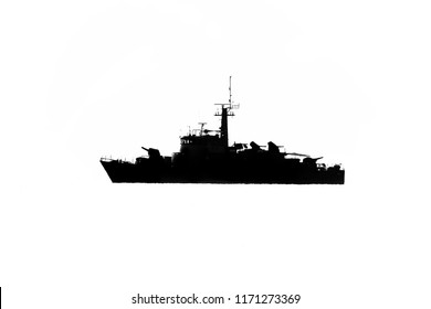 Silhouette Royal Navy Kon A White Isolated Background.