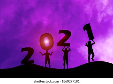 silhouette running exercise. concept new year's eve welcome new year celebration 2021. - Powered by Shutterstock