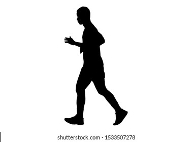 Silhouette Runningthis Men Run Exercise Health Stock Illustration ...