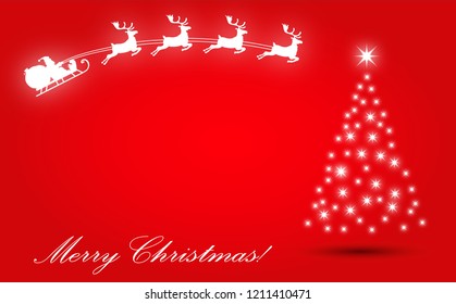 Silhouette Santa Claus Flying Sleigh His Stock Illustration 1211410471