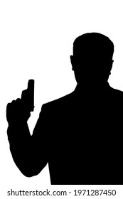 Silhouette Security Servive Bodyguard Holding Pistol Stock Illustration ...