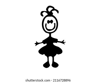 Silhouette Simple Icon Cartoon Girl Dance Stock Illustration 2116728896 ...