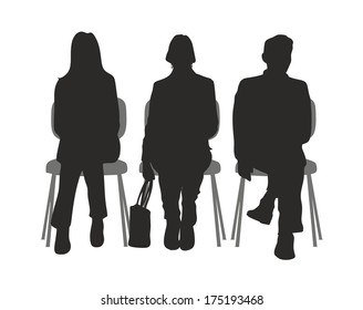 Silhouette Of Sitting People In A Waiting Room