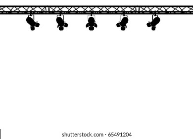 Silhouette Of Stage Lighting On White Background