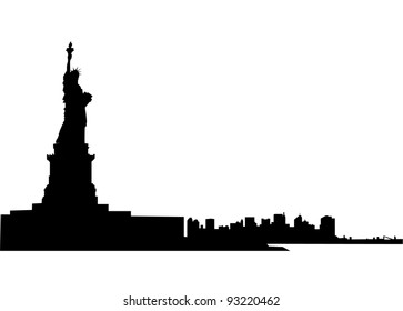 Contour Statue Liberty New York On Stock Vector (Royalty Free) 179680550