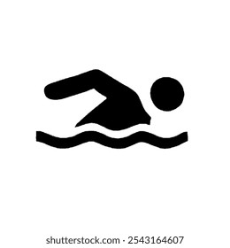 Silhouette of a swimmer performing backstroke. Clean and modern design for water sports themes or fitness graphics - Powered by Shutterstock