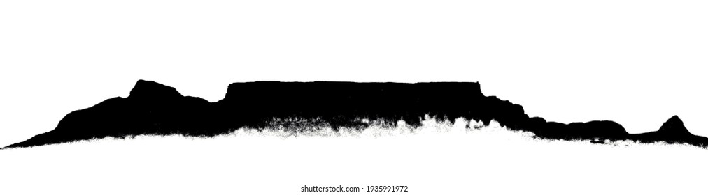 Silhouette of Table Mountain in black and white