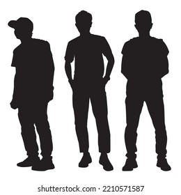 Silhouette Of Three Men Standing