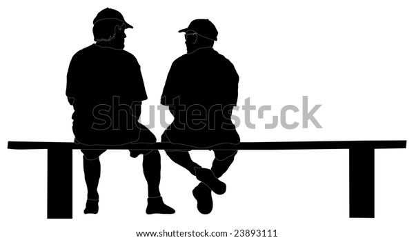 Silhouette Two Guys Sitting On Bench Stock Illustration 23893111 