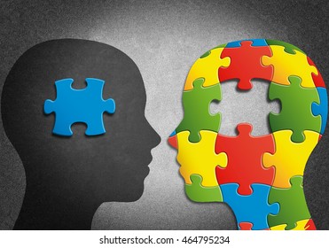 silhouette of two heads and one has the puzzle piece missing from the other