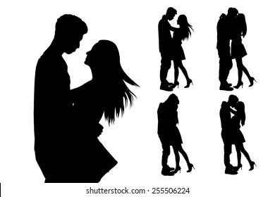 Silhouette Two Lovers Isolated On White Stock Illustration 255506224 ...