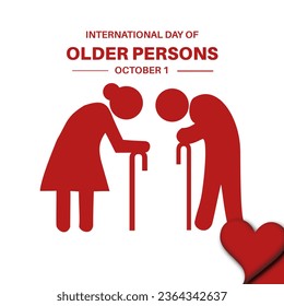 silhouette of two old people holding sticks, and love illustration, as a banner or poster, International Day of Older Persons. - Powered by Shutterstock