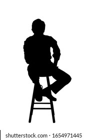 Silhouette Of A Unknown Man - Sitting Down