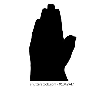 Silhouette Vector Praying Hands Side View Stock Illustration 91842947 ...