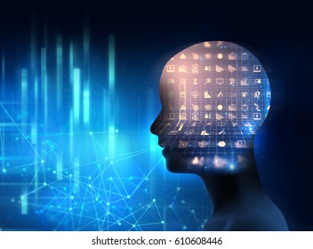 Silhouette Virtual Human 3dillustration On World Stock Illustration ...