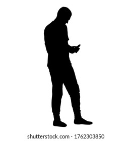 Silhouette Walking Man On White Background Stock Illustration ...