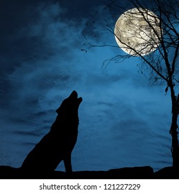 Dog Howling At The Moon Images Stock Photos Vectors Shutterstock