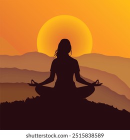 Silhouette of a woman meditating in the mountains - Powered by Shutterstock