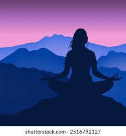 Silhouette of a woman meditating in the mountains - Powered by Shutterstock