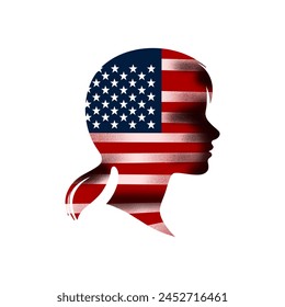 silhouette of woman in profile of the american flag.  - Powered by Shutterstock