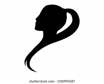silhouette woman's head white background
