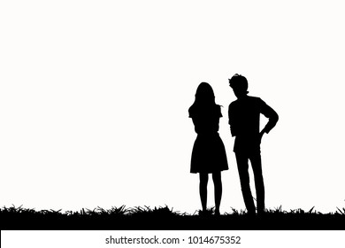 Boy And Girl Silhouette Images Stock Photos Vectors Shutterstock