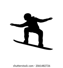 Silhouette Young Man Snowboarder. Snowboarding Winter Sport Extreme. Illustration Icon Symbol JPG