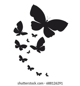 Silhouettebeautiful Butterflies Isolated On White Stock Illustration ...