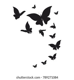 Silhouettebeautiful Butterflies Isolated On White Stock Illustration ...