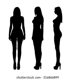 Silhouettes Beautiful Naked Girls Full Length ilustración de stock Shutterstock