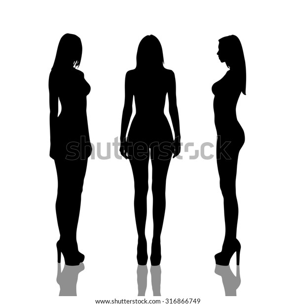 Silhouettes Beautiful Naked Girls Full Length Stock Illustration 316866749 Shutterstock