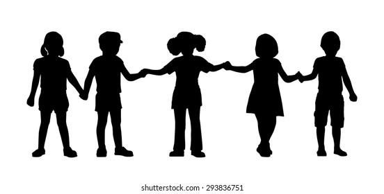 Silhouette Children Holding Hands Images Stock Photos Vectors Shutterstock