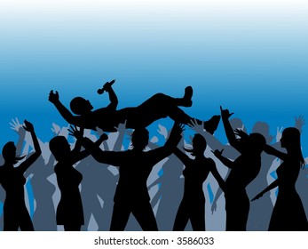 silhouettes of a crowd and a crowdsurfing artist - Powered by Shutterstock