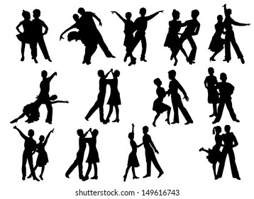 Silhouettes of dancing people